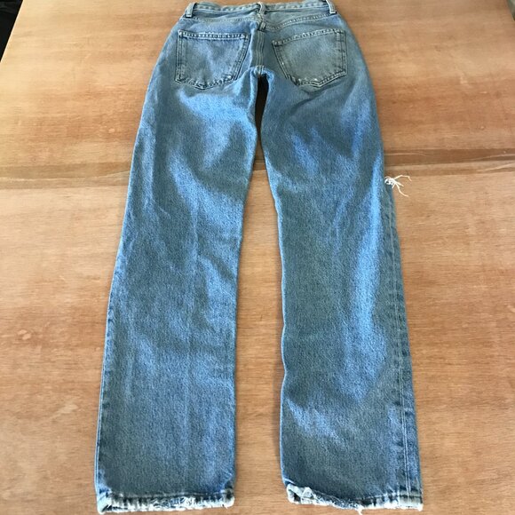 AGOLDE 90s Boyfriend Jeans Women 23 Blue High Rise Distressed Button Fly - Picture 2 of 14
